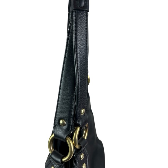 COACH Black Leather Soho Campbell Hobo Shoulder Bag Brass Hardware Buckle Front - Picture 11 of 13
